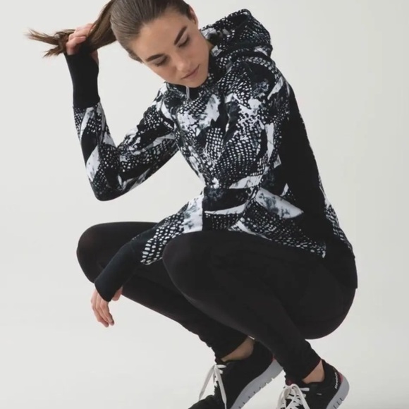 Lululemon Scuba Hoodie 3 Full Zip Black White Static Mist Jacket Size 6 - Picture 3 of 16